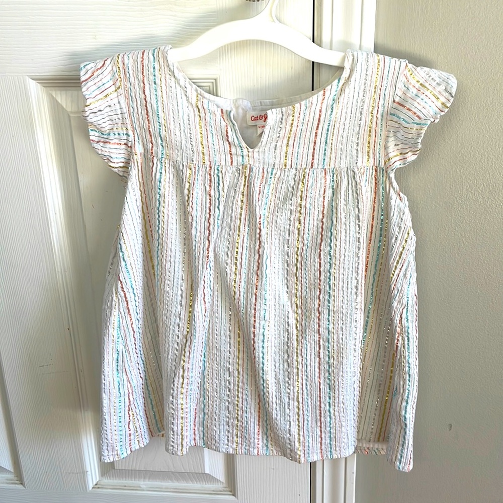 Cat & Jack flutter sleeve shirt, size large (10-12).